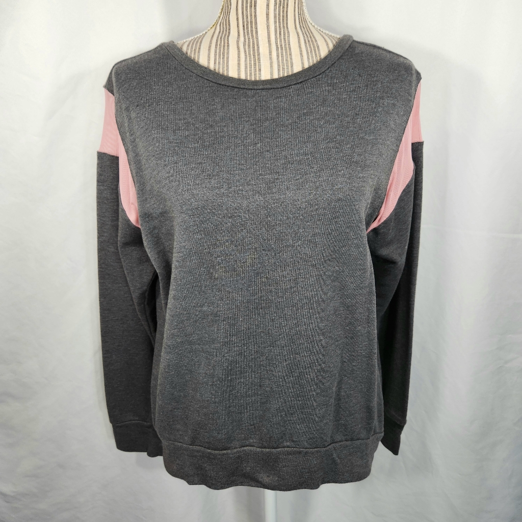 Pro Player Grey & Pink Mesh/Netting Accents Long Sleeve Top Size Medium